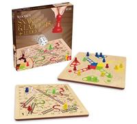 Roo Games Wooden Snakes and Ladders - Ludo 2-in-1 Travel Board Game, Age 5+