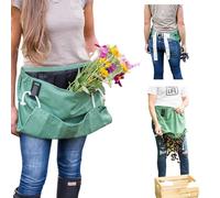 Roo Gardening Apron with Pockets and Harvesting Pouch - Adjustable, Ergonomic, Water-resistant, Washable Canvas Cotton, Leaf Green