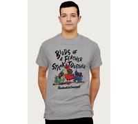 Roobarb & Custard Men's Coloured Birds Of A Feather T-Shirt in Mid Grey | Size: Small Roobarb & Custard Mid Grey S
