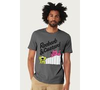 Roobarb & Custard Men's Leaning On Fence T-Shirt in Charcoal | Size: Medium Roobarb & Custard Charcoal M