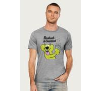 Roobarb & Custard Men's Roobard Drinking Fizzy Drink T-Shirt in Mid Grey | Size: XL Roobarb & Custard Mid Grey XL