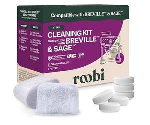 Roobi Cleaning Kit for Coffee Machine & Espresso Machine Compatible With Sage and Breville (52 Cleaning Tablets + 6 Water Filters). Limescale Remover. 1 Year Supply. Carbon Neutral & Eco-Friendly