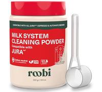 Roobi Compatible Milk System Cleaning Powder for Jura. Specially formulated for Jura Automatic Espresso Coffee Machines. 100% Vegan, Carbon Neutral.