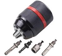 ROOCBIT Keyless Drill Chuck Metal Heavy Duty 1/2" - 20UNF Mount 2~13mm with SDS-Plus Shank 1/4" Hex Shank 1/2" Socket Square Wrench Adapter Additional Hexagonal Shank Quick Coupling