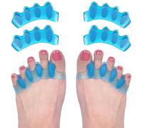 ROOCKE 4 Pcs Gel Toe Spacers for Women,Correct Hammer Toe Bunion Corrector for Men,Big Toe Spreaders,Yoga Toe Separators,Straightener for Overlapping Toes (Blue)
