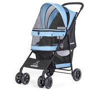 ROODO Dog Stroller 4Wheel Pet Stroller Cat Stroller Lightweight Foldable Portable Compact Jogger Pet Gear Amazon Puppy Travel Pet Stroller Suitable for Cats and Dogs up to 30lbs (Sky Blue)