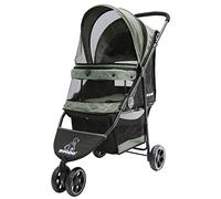 ROODO Dog Stroller Pet Stroller Lightweight Multifunctional Foldable Portable Compact Jogger Buggy Three-Wheeled Pet Gear Puppy Travel Pram for Medium Small Dogs and Cats (Cationic Ash)