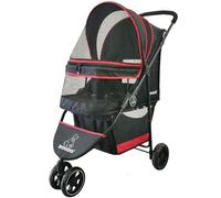 ROODO Escort 3 Wheel Pet Stroller for Small/Medium Dogs and Cats Foldable Portable Black Red