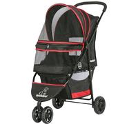 ROODO Escort 3 Wheel Pet Stroller for Small/Medium Dogs and Cats Foldable Portable Black Red