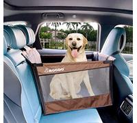 ROODO Medium/Large Dog Car Seat Waterproof Oxford Cloth Hard Sole Adjustable Seat Belt 1/2 Seat Pet Car Travel Breathable Hammock Easy to Store and Carry(Brown)