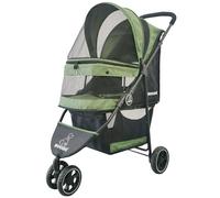 ROODO Pet Stroller, 3-Wheel Dog & Cat Stroller, Lightweight Foldable Portable Compact Jogger, Suitable for 30lbs Medium/Small Dogs and Cats (Green)