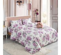 ROOEE 4PCS Complete Printed Bedding Set, 1x Duvet Cover 1x Matching Deep Fitted Sheet and 2x Pillowcase Reversible Microfibre Quilt Cover Bed Set Single Double and King Size (Madrid 120-2, Super King)