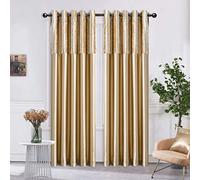 ROOEE Crushed Velvet Faux Silk Curtains - Eyelet Ring Top and Fully Lined (Champagne Gold, 46" Wide x 90" Drop)