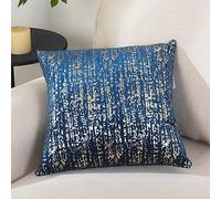 ROOEE Fabulous French Velvet Cushion Covers with Gorgeous Foil work Pack of 2 Colour Genoa-Blue [ Size 50 x 50 cm ]