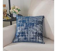 ROOEE Fabulous French Velvet Cushion Covers with Gorgeous Foil work Pack of 2 Colour Savona-Blue [ Size 50 x 50 cm ]