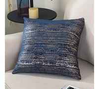 ROOEE Fabulous French Velvet Cushion Covers with Gorgeous Foil work Pack of 2 Colour Turin-Blue [ Size 50 x 50 cm ]