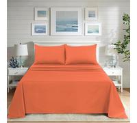 ROOEE Flat Sheets: Polycotton Flat Sheet |Top Sheet super-soft and Easy-Care Plain Dyed in Fashionable Colors | Suitable For Winter and Summer Bedding | hotel collection [Size Double Colour Orange]
