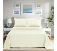 ROOEE Flat Sheets: Polycotton Flat Sheet |Top Sheet super-soft and Easy-Care Plain Dyed in Fashionable Colors | Suitable For Winter and Summer Bedding | hotel collection [Size King Colour Cream]