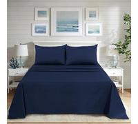 ROOEE Flat Sheets: Polycotton Flat Sheet |Top Sheet super-soft and Easy-Care Plain Dyed in Fashionable Colors | Suitable For Winter and Summer Bedding | hotel collection [Size King Colour Navy-Blue]