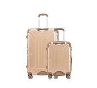 ROOEE Hard Shell Carry-Ons Lightweight Expandable Suitcase Flight Approved Travelling Trolley on Wheels with Anti Theft Zipper and TSA Combination Lock MLP-04 (Champagne, 2 Pcs Set (20" + 28"))