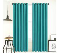 ROOEE Insulated Heavy Thick Thermal Blackout Curtains Eyelet Ring Top Pair - Ideal for Living Room, Bedroom, Guest Room and Kids Bedroom (Teal, 66" Wide x 72" Drop)