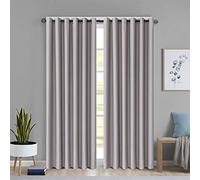 ROOEE Insulated Heavy Thick Thermal Blackout Curtains Eyelet Ring Top Pair - Ideal for Living Room, Bedroom, Guest Room and Kids Bedroom (Silver, 66" Wide x 90" Drop)