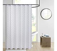 ROOEE Shower Curtains, Bath Curtains, Machine Washable with Stitched Steel Eyelets And 12 Hooks. Fully Waterproof and Mildew Resistant. Size 5.9 x 5.9 ft (180x180 cm). Design Polka Dot Silver.