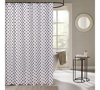 ROOEE Shower Curtains, Bath Curtains, Machine Washable with Stitched Steel Eyelets And 12 Hooks. Fully Waterproof and Mildew Resistant. Size 5.9 x 5.9 ft (180x180 cm). Design Polka Dot Grey.