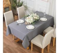 ROOEE Waterproof Table Cloth Wipe Clean Rectangular Tablecloth Wipeable Table Cover for Dining Room and Outdoor Party Tables Protector (Grey, 140cm X 200cm)