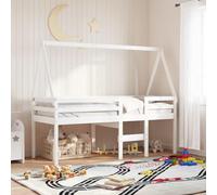 Roof for Cot Bed White Made of Solid Pine Wood 199 x 95.5 x 88 cm with Open Side for More Fun and Safety in the Children's Room Under 6 Years