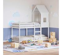Roof for Cot Bed White Made of Solid Pine Wood 60 x 89 x 134.5 cm with Open Design for Children's Room, Playground Atmosphere and Retreat Under 6 Years