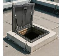 Roof Hatch, Galvanized Powder Coated Steel Roof Hatch, Basement Window Well Covers, Roof Security Door with Hydraulic Support Rod and Switch Type Handle(80cm/31.5in)