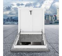 Roof Hatch Home Rooftop Access Hatch Door, Cellar Vent Access Door Rainproof Board, Basement Window Well Covers, Attic Roof Ceiling Access Lid for Building(White-Inner,70x70cm-27.6x27.6)