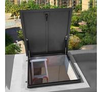 Roof Hatch Roof Portable Large Skylights Roof Windows Durable Galvanized Roof Hatch Deck Rainproof Flat Roof Lighting Well Window For Hallway Loft Stairway Garage,A,90x90cm