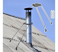 Roof-Mounted Flue Pipe Brace Support, Weatherproof Chimney Support Rods, Wood Stove Pipe Extended Wall Braces Kit, Outdoor Drainage Tube Bracket(170mm/6.7in Hoop Dia)