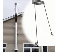 Roof-Mounted Flue Pipe Support Bracket, Reinforced Wind-Resistant Chimney Pipe Brace, Metal Stainless Steel Furnace Tube Support Kit(150mm/5.9in Hoop Dia)