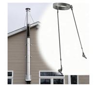 Roof-Mounted Flue Pipe Support Bracket, Reinforced Wind-Resistant Chimney Pipe Brace, Metal Stainless Steel Furnace Tube Support Kit(200mm/7.9in Hoop Dia)