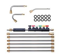 Roof Pressure Washer Wand - Ground Gutter Cleaner Tool, Power Washer Extension Wand Set | Sprayer Attachment with Telescoping Grooves, Curved Rod Jet Nozzle, 4000psi Water Cleaning Tool Kit for