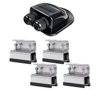 Roof Rack Mount Kit with Solar Double Cable Entry Gland for RV Camper Van, Drill-Free 304 Stainless Steel Brackets and ABS Weatherproof Cable Pass for Solar Pan