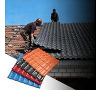 Roof Shingles Tiles ASA PVC Synthetic Resin Roof Tiles, Fireproof & Waterproof Bamboo Shape Roofing Sheets for Building/Repair And Decoration, Outdoor Install(Gray,WxL 105x110cm/41.3x43.3'')