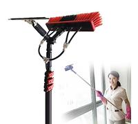 Roof Squeegee,Aluminum Alloy Cleaning Pole,Window Retractable Water Fed Rod With Squeegee& 180° Rotatable Brush Head, For Cleaning Conservatory Roof,Photovoltaic/Solar Panels,30FT/9M