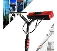 Roof Squeegee,Telescopic Water Fed Brush for Window & Solar Panel Cleaning Extendable 10.8m Pole with Squeegee & 35cm Brush Head for Conservatory Roof Maintenance