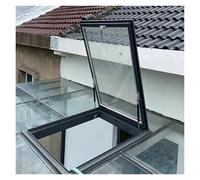Roof Steel Security Door, Deck Installation Roof Window, Sloped Flat Roof Skylight Cover, Aluminium Manual Venting Underground Lighting Well Window for Basement(60x65cm/24x26in)