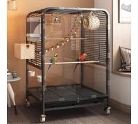 Roof Top Bird Cage for Parrots - Large 30.3-Inch Cage with 7-Piece Toy Set for Small Birds like Quaker, Cockatiel, Sun Conure, Parakeet, Finch, and Green Cheek Conure