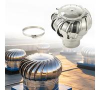 Roof Ventilator Wind Turbines Cap Vent, 4 6 8 10 12 20in Exhaust Cap Roof Flue Vent Rotating Attic Air Vent Ventilating Fan Stainless Steel 304(100mm/3.94in)