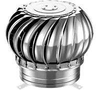 Roof Wind Turbines Cap Vent Roof Ventilator, Exhaust Wind Turbines Cap Roof Flue Vent, 4/8/10/12 inch Roof Vents, Attic Air Vent Ventilating Fan,304 Stainless Steel(350mm-13.8in)