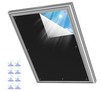 Roof Window Roller Blind, Blackout Thermal Sun Protection, Silver Coating, Blackout Roller Blind, No Drilling Required, for the Office / Study (M08 and 308-60 x 115 cm)