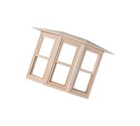 Roofed Multi-Pane Window Insert for 1: 12 Layouts with Wooden Vintage Design, Miniature Display Decor, Hobby Scene Accent Use Indoors Miniature Dollhouses Furniture Dolls Houses Decors Roofed Window