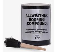 (Roofing Compound 5L) 5L Bitumen Paint with Brush - Flat Roof Waterproofing Compound - Quality Flat Roof Sealant Paint for House and Shed Roof Repair DIY