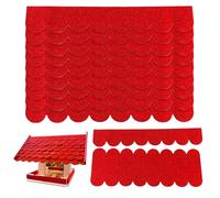 Roofing Felt for Bird House, Roof Shingles for Garden Shed, 32 Pieces, Waterproof Mini Roofing Felt Shingles, Self-Adhesive Roofing Felt for Bird House, Nesting Box, Rabbit Hutch Insect Hotel (Red)